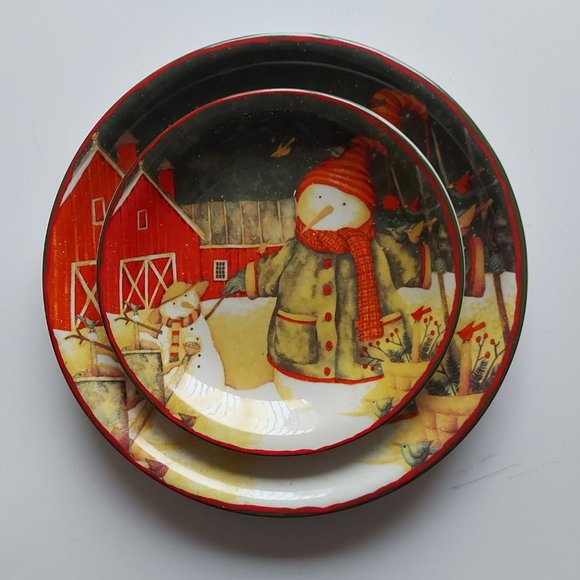 Set of 2 Matching Snowman Plates - Never Used - Picture 8 of 8